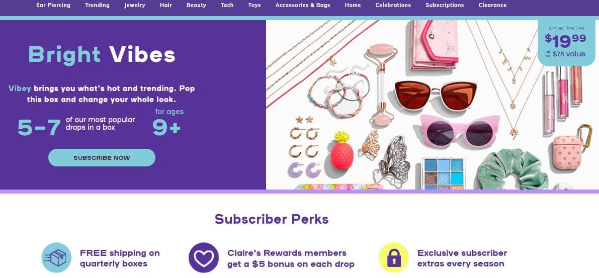 Claire's offers subscriptions to create a recurring customer