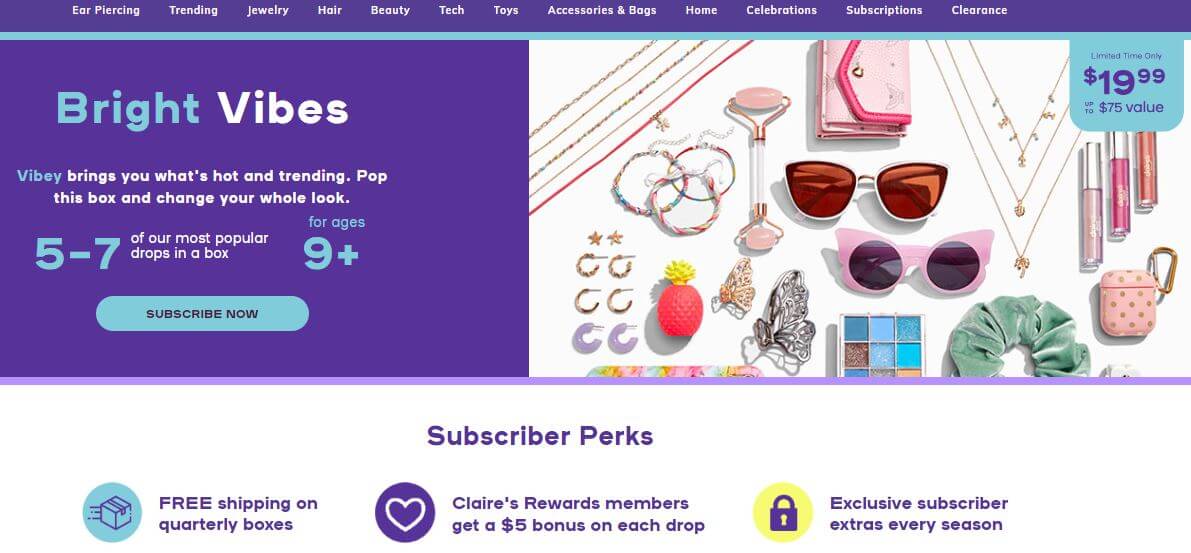 Claire's offers subscriptions to create a recurring customer