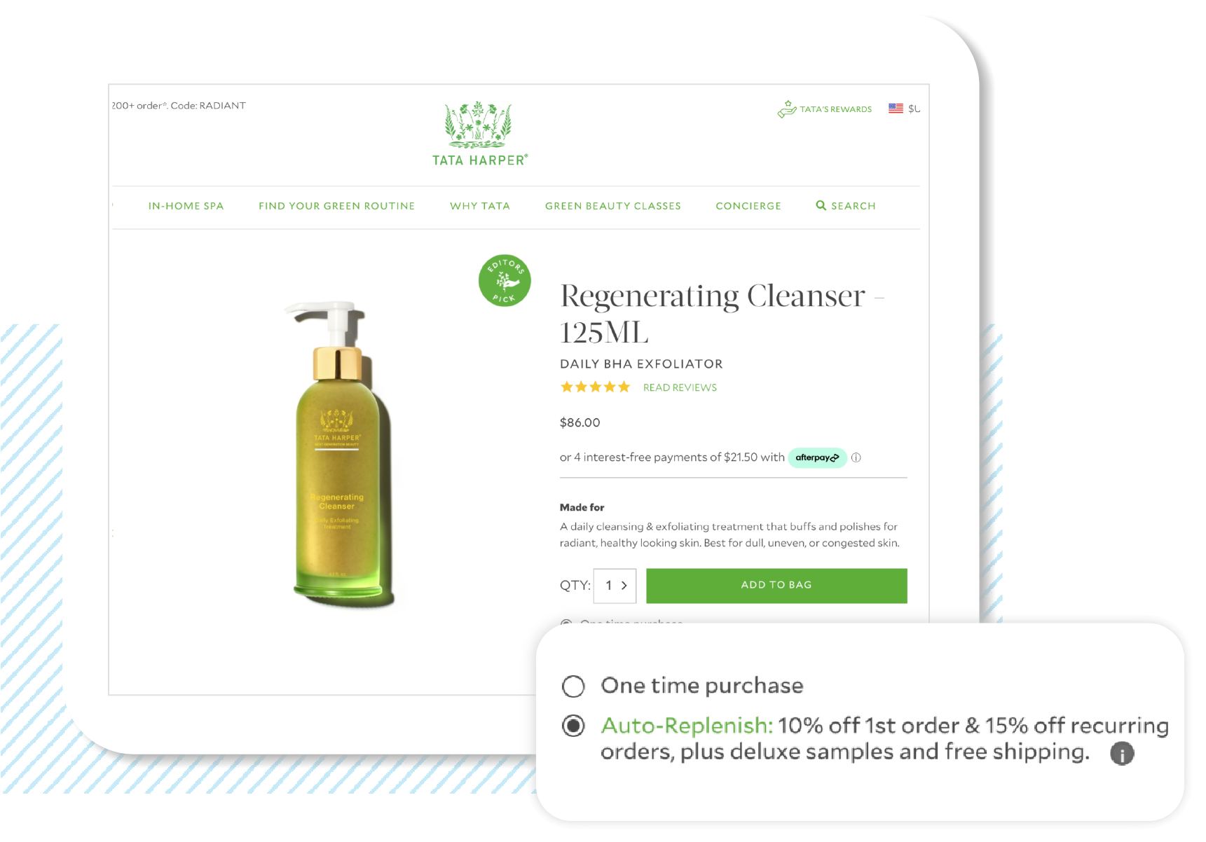 th-screenshot2 Tata Harper offers recurring orders on a 1 to 6 month basis.