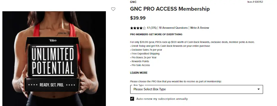 GNC Pro Access membership