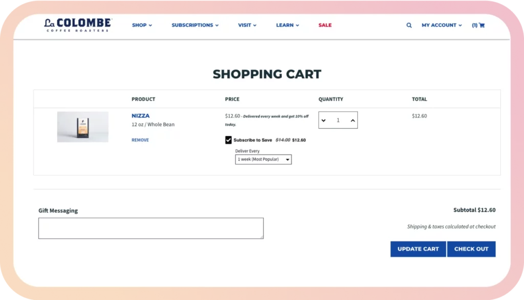 La Colombe shopping cart